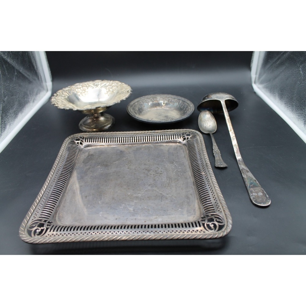 Vintage Silverplate Lot Reed & Barton Gorham Sheridan Tray Compote Ladle Spoon